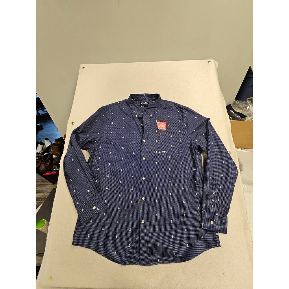 Chaps Mens XXL Easy Care Button Down Shirt Navy Sailboat Ultimate‎ Temp Control